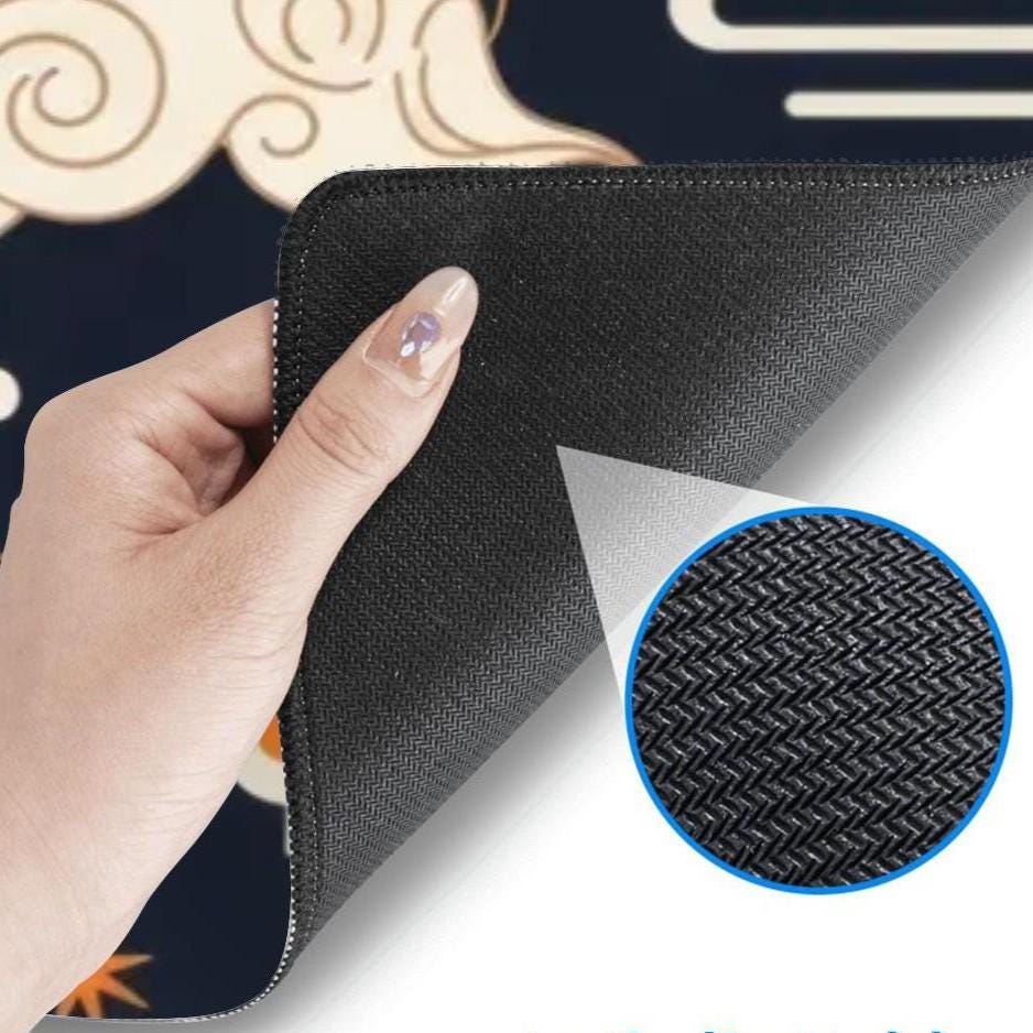 Japanese Cloud Desk Mat | Halloween Pumpkin Skull Mouse Pad | Orange Navy Bat Patterns