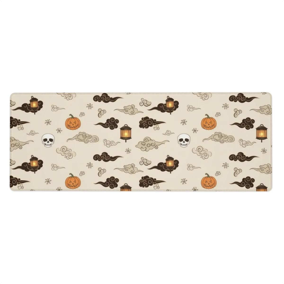 Japanese Spooky Pattern Desk Mat | Halloween Vibes with Cloud Design, Spooky Aesthetic Office Decor