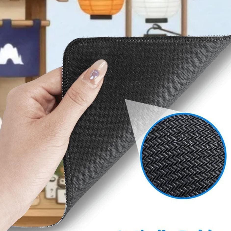 Halloween Market Desk Mat | Kawaii Ghost Stall Drawing, Orange Blue Aesthetic | Autumn Cozy Office Decor