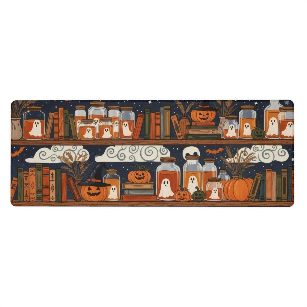 Halloween Witchy Shelf Desk Mat | Ghost Pumpkin Mouse Pad | Spooky Autumn Desk Decor