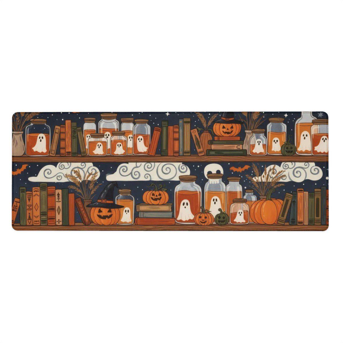 Halloween Witchy Shelf Desk Mat | Ghost Pumpkin Mouse Pad | Spooky Autumn Desk Decor